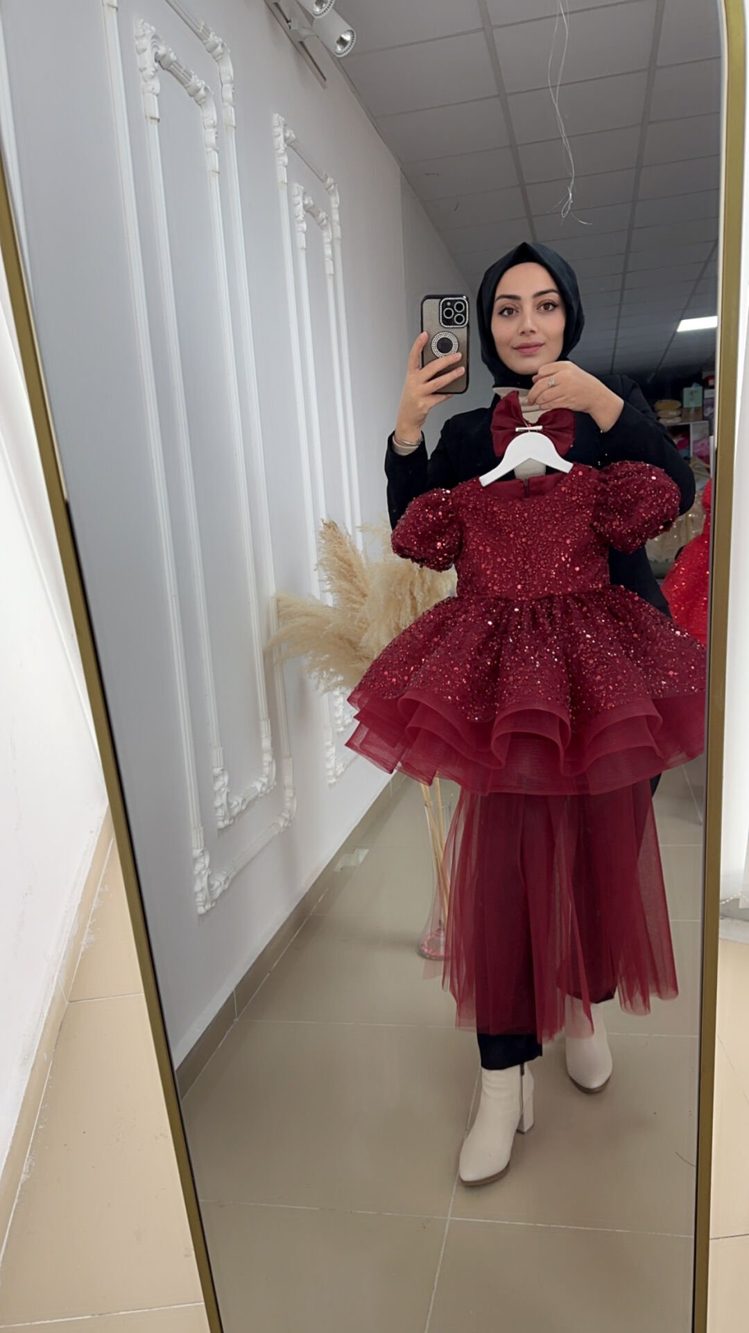 Bordo Akasya Çocuk,Bebek Abiyesi ,taşlı,Boncuklu,Düğün,nişan,kına Elbisesi