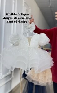 Perlia Beyaz inci Taşlı Düğün Nişan Doğum günü  Abiyesi