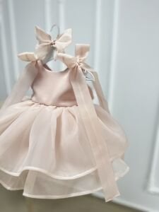 Pudra Pembe Çocuk Abiye Elbise Tüllü